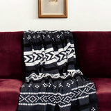 Blue and White Woven Cotton Striped Throw Blanket - Homeroots - Flyclothing LLC