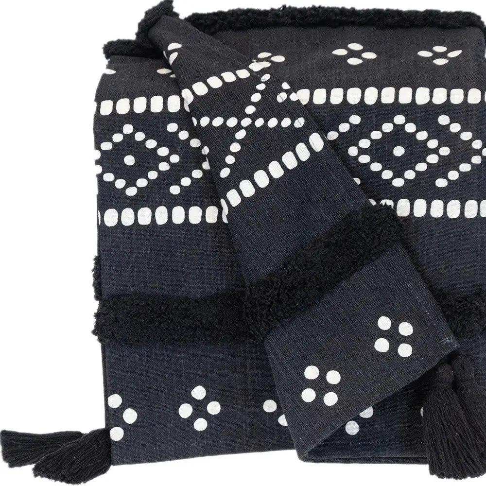 Blue and White Woven Cotton Striped Throw Blanket - Homeroots - Flyclothing LLC