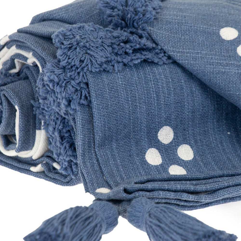 Blue Woven Cotton Striped Throw Blanket - Homeroots - Flyclothing LLC