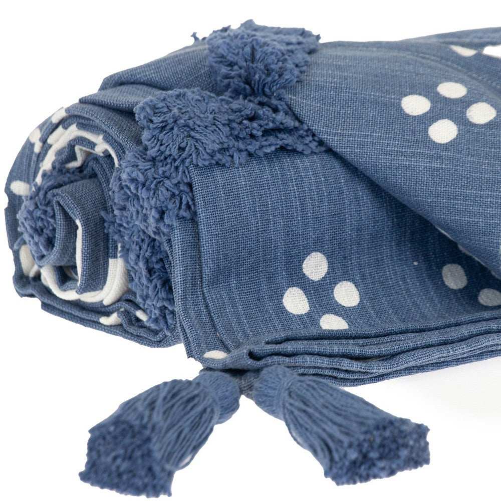 Blue Woven Cotton Striped Throw Blanket - Homeroots - Flyclothing LLC