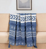 Blue Woven Cotton Striped Throw Blanket - Homeroots - Flyclothing LLC