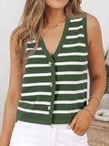 Striped V-Neck Knit Vest - Trendsi - Flyclothing LLC