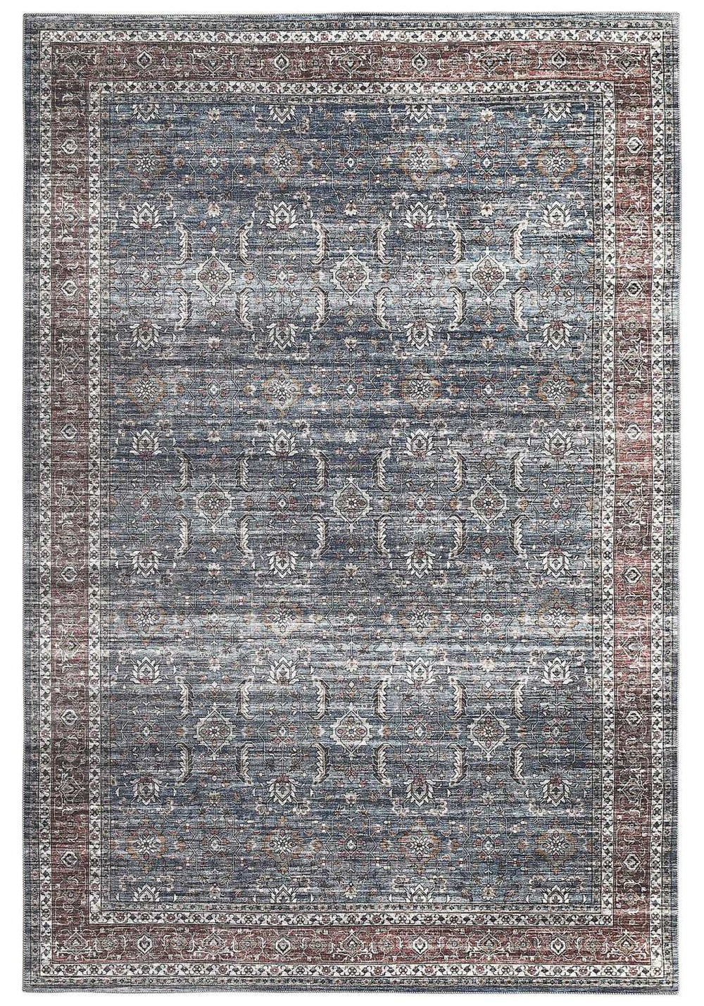 5' X 8' Blue Oriental Distressed Stain Resistant Area Rug - Homeroots - Flyclothing LLC