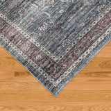 5' X 8' Blue Oriental Distressed Stain Resistant Area Rug - Homeroots - Flyclothing LLC