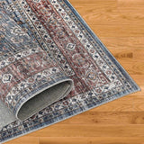 5' X 8' Blue Oriental Distressed Stain Resistant Area Rug - Homeroots - Flyclothing LLC
