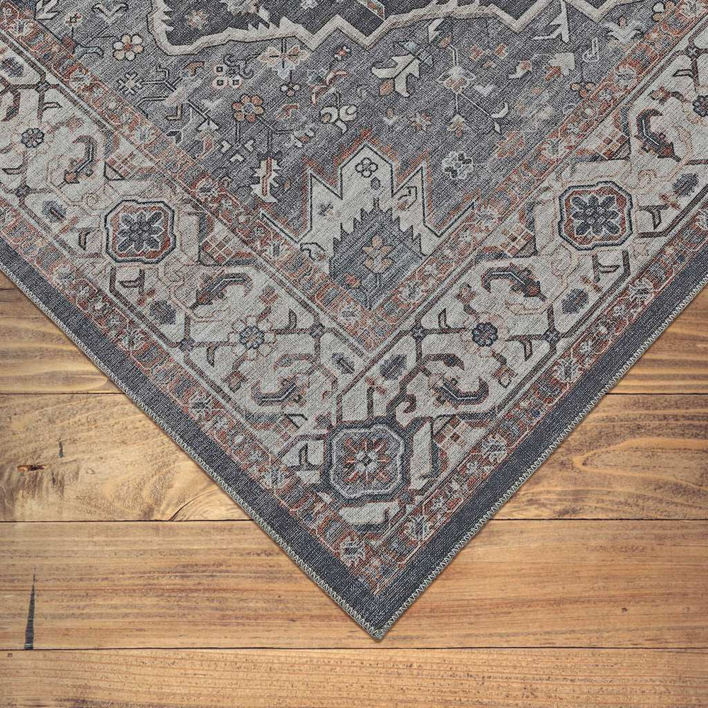 4' X 6' Black Oriental Power Loom Stain Resistant Area Rug - Homeroots - Flyclothing LLC