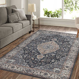4' X 6' Black Oriental Power Loom Stain Resistant Area Rug - Homeroots - Flyclothing LLC