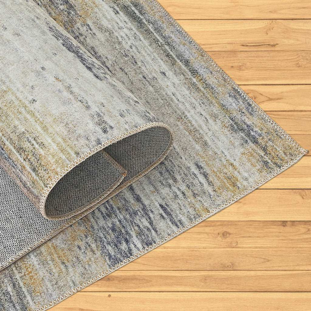 4' X 6' Blue Ivory and Gold Abstract Power Loom Area Rug - Homeroots - Flyclothing LLC