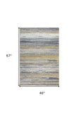 4' X 6' Blue Ivory and Gold Abstract Power Loom Area Rug - Homeroots - Flyclothing LLC