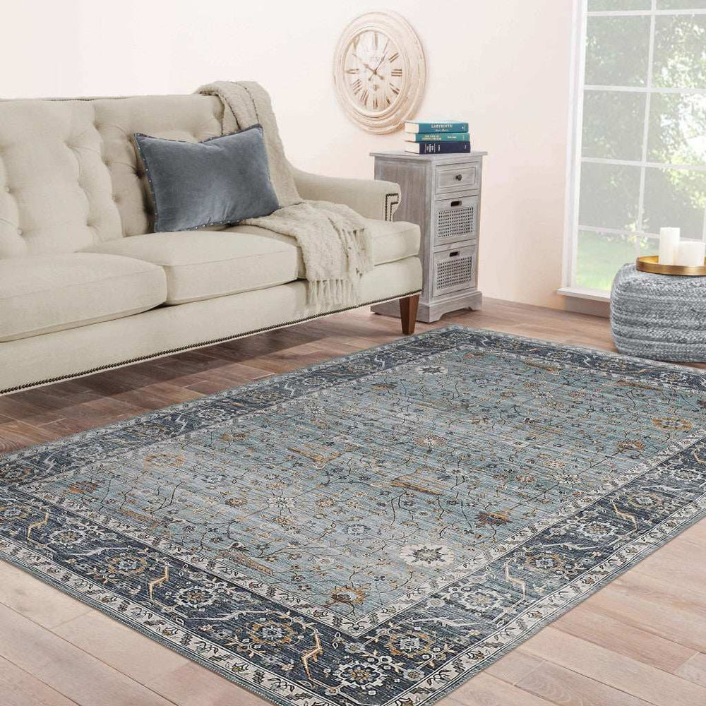 5' X 8' Sage Oriental Power Loom Stain Resistant Area Rug - Homeroots - Flyclothing LLC