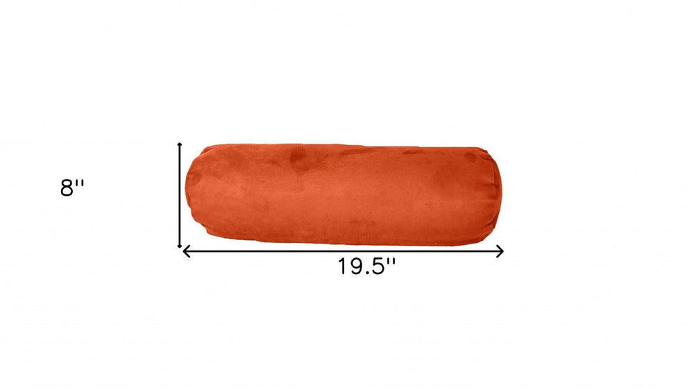 8" X 20" Burnt Orange Zippered Microsuede Solid Color Bolster Pillow - Homeroots - Flyclothing LLC