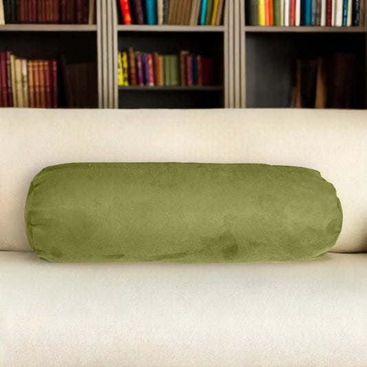 8" X 20" Moss Green Bolster Microsuede Throw Pillow - Homeroots