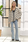 ADORA Horizontally Striped Button Up Cardigan - Trendsi - Flyclothing LLC
