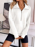 Ivy Lane Half Zip Raglan Sleeve Sweatshirt - Trendsi - Flyclothing LLC