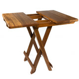 19" Brown Solid Square Teak Folding Indoor Outdoor End Table - Homeroots - Flyclothing LLC
