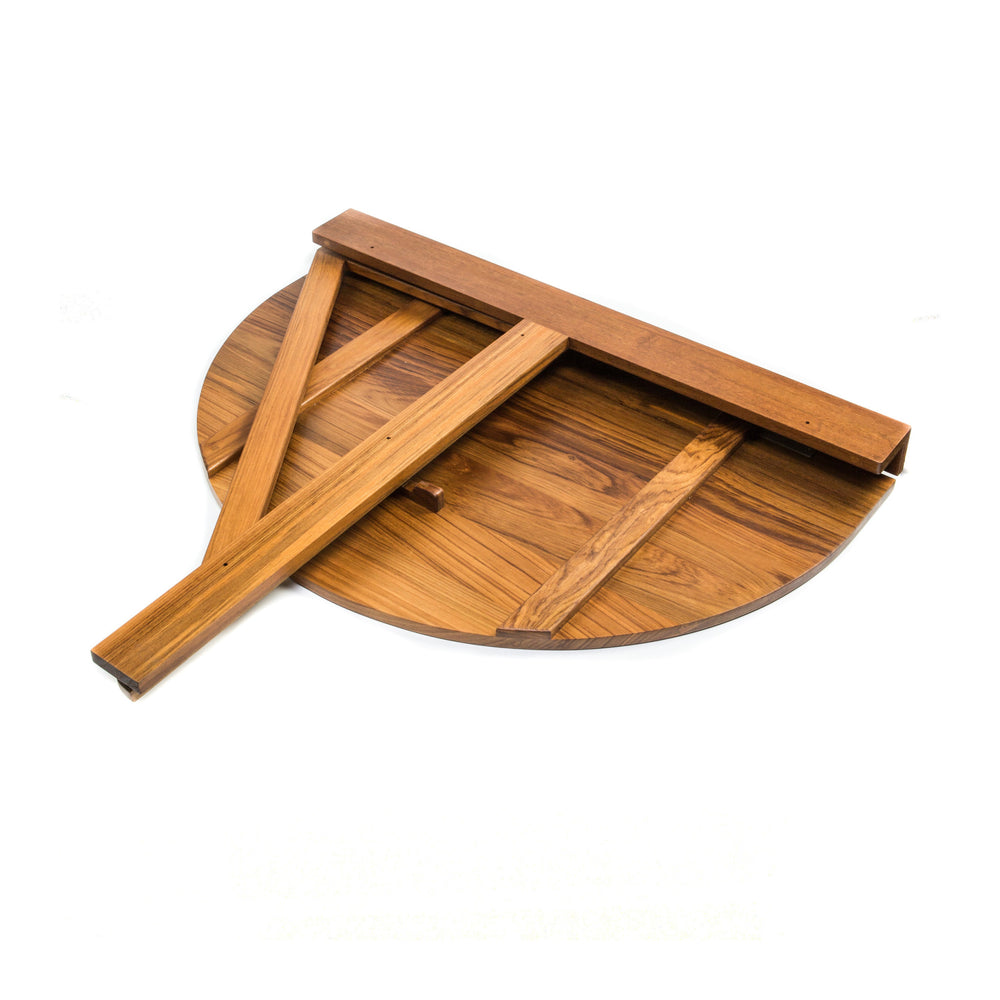 24" Brown Half Round Solid Wood Folding Outdoor Balcony Table - Homeroots - Flyclothing LLC