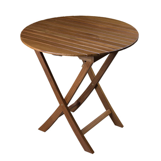 30" Brown Rounded Solid Wood Folding Outdoor Side Table - Homeroots