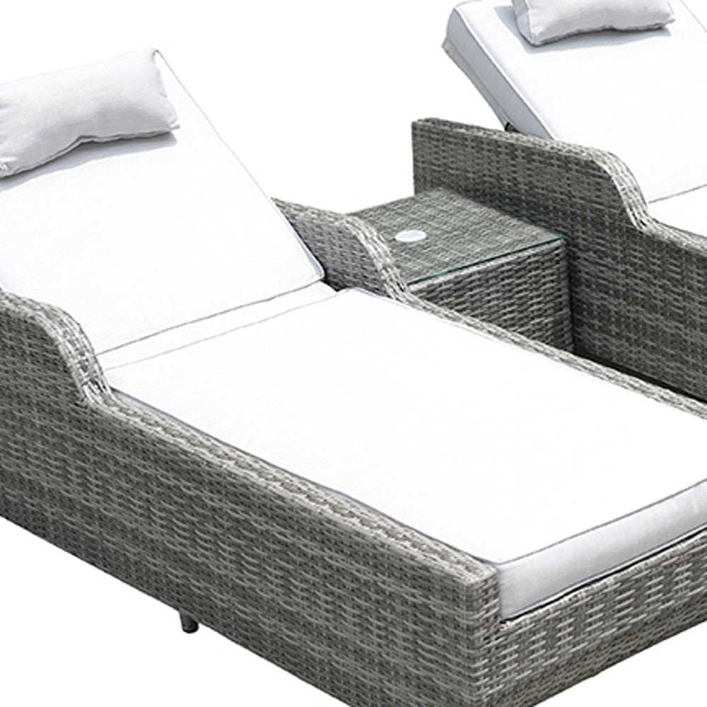 Twelve Piece Outdoor Gray Wicker Multiple Chairs Seating Group Fire Pit Included with White Cushions - Homeroots - Flyclothing LLC