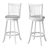 Set of Two 29 " Gray And White Faux Leather And Solid Wood Swivel Bar Height Bar Chairs - Homeroots