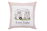 17" X 17" Light Pink Checkered Easter Bunny Camper Throw Pillow - Homeroots - Flyclothing LLC