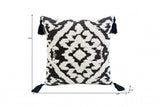 17" X 17" Black and White Textural Geometric Throw Pillow With Tassels - Homeroots - Flyclothing LLC