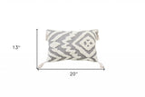 13" X 20" Grey And White Abstract Zippered Polyester Throw Pillow With Tassels - Homeroots - Flyclothing LLC