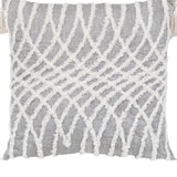 17" X 17" Grey And White Interlocking Zippered Polyester Throw Pillow With Tassels - Homeroots - Flyclothing LLC