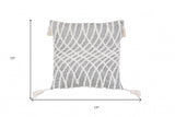 17" X 17" Grey And White Interlocking Zippered Polyester Throw Pillow With Tassels - Homeroots - Flyclothing LLC
