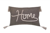 13" X 20" GreyTaupe And White Text Zippered Polyester Throw Pillow With Tassels - Homeroots - Flyclothing LLC
