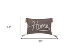 13" X 20" GreyTaupe And White Text Zippered Polyester Throw Pillow With Tassels - Homeroots - Flyclothing LLC