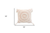 18" X 18" Peach And White Geometric Zippered Polyester And Cotton Blend Throw Pillow With Tassels - Homeroots - Flyclothing LLC