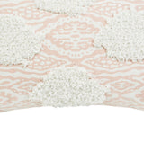 13" X 18" Peach And White Ogee Zippered Polyester And Cotton Blend Throw Pillow With Tassels - Homeroots - Flyclothing LLC