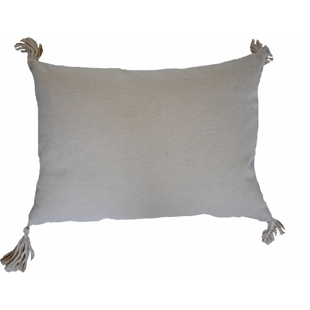 13" X 18" Beige And White Damask Zippered Polyester And Burlap Blend Throw Pillow With Tassels - Homeroots - Flyclothing LLC