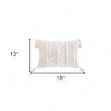 13" X 18" Beige And White Damask Zippered Polyester And Burlap Blend Throw Pillow With Tassels - Homeroots - Flyclothing LLC