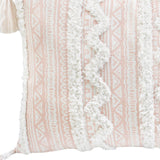 13" X 18" Beige And White Damask Zippered Polyester And Burlap Blend Throw Pillow With Tassels - Homeroots - Flyclothing LLC