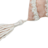 17" X 17" Beige And White Interlocking Zippered Polyester Throw Pillow With Tassels - Homeroots - Flyclothing LLC