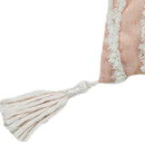 17" X 17" Beige And White Interlocking Zippered Polyester Throw Pillow With Tassels - Homeroots - Flyclothing LLC