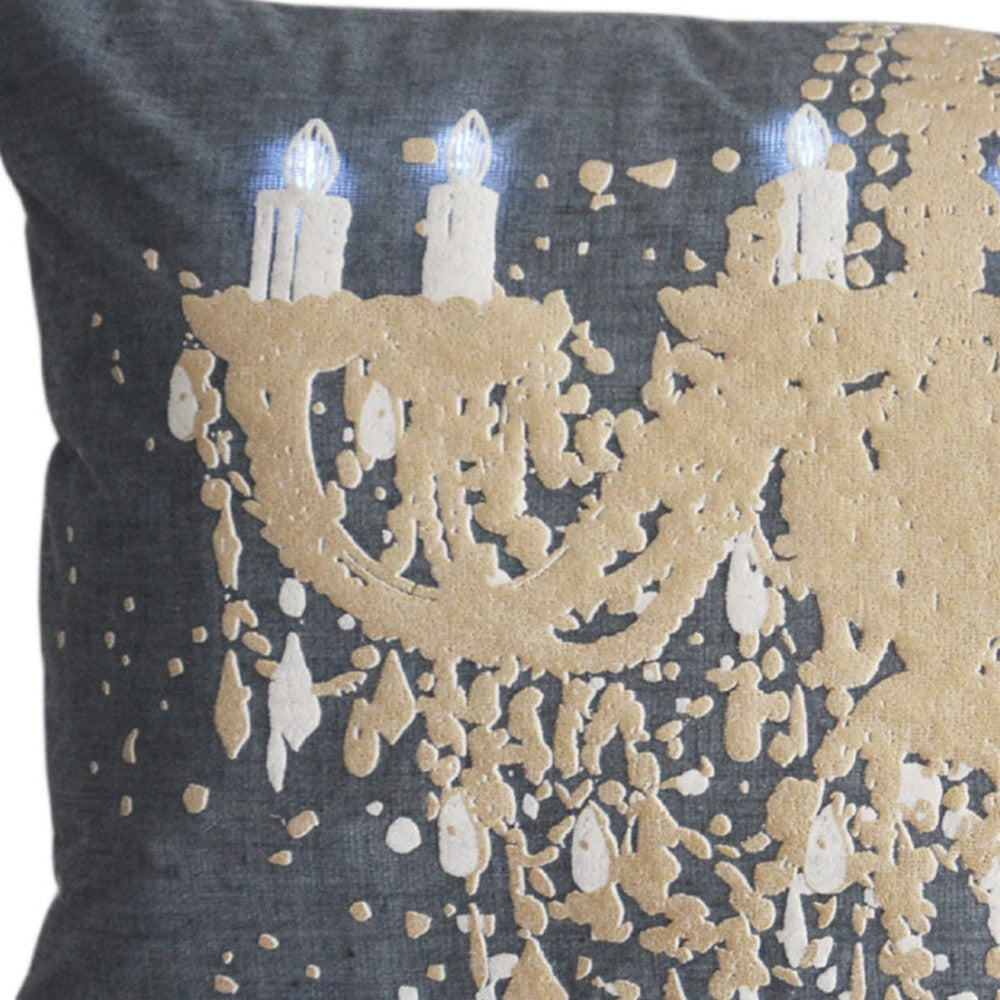 13" X 20" Grey And White Chandelier Zippered Polyester Throw Pillow - Homeroots - Flyclothing LLC