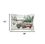 13" X 18" White Green Black And Red Zippered Polyester Christmas Holiday Van Throw Pillow - Homeroots - Flyclothing LLC