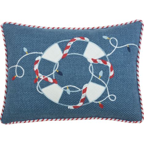 13" X 18" Blue and White Christmas Throw Pillow - Homeroots - Flyclothing LLC