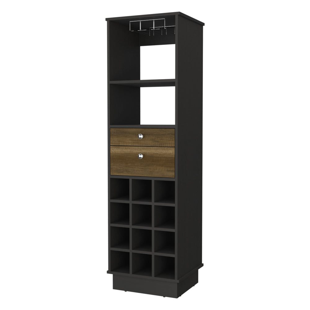 18" Black Bar Cabinet With Two Drawers - Homeroots