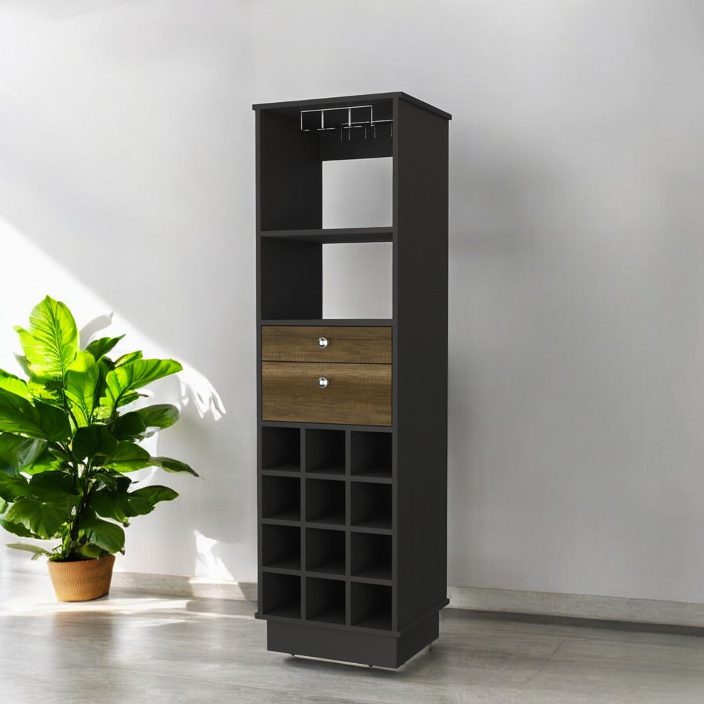 18" Black Bar Cabinet With Two Drawers - Homeroots