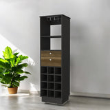 18" Black Bar Cabinet With Two Drawers - Homeroots