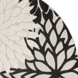 8' X 8' Black And White Round Floral Non Skid Indoor Outdoor Area Rug - Homeroots - Flyclothing LLC