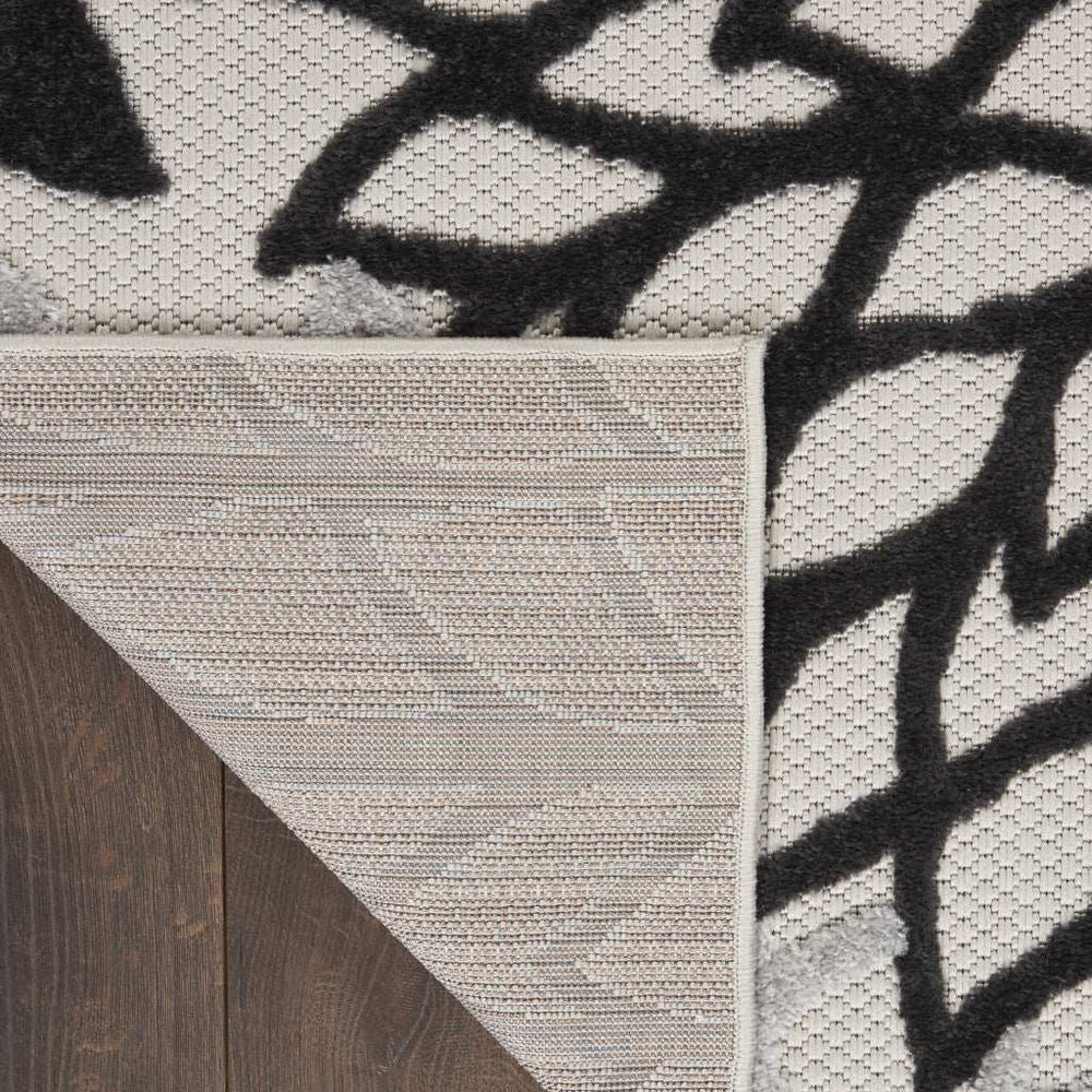 10' X 13' Black And White Floral Non Skid Indoor Outdoor Area Rug - Homeroots - Flyclothing LLC