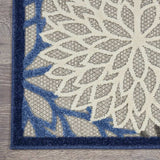 3' X 5' Blue Floral Non Skid Indoor Outdoor Area Rug - Homeroots - Flyclothing LLC