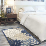 3' X 5' Blue Floral Non Skid Indoor Outdoor Area Rug - Homeroots - Flyclothing LLC