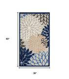 3' X 5' Blue Floral Non Skid Indoor Outdoor Area Rug - Homeroots - Flyclothing LLC