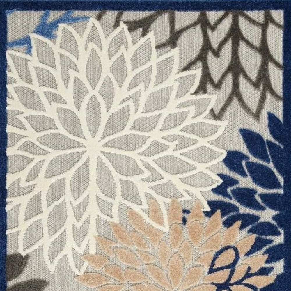 3' X 5' Blue Floral Non Skid Indoor Outdoor Area Rug - Homeroots - Flyclothing LLC