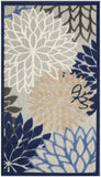 3' X 5' Blue Floral Non Skid Indoor Outdoor Area Rug - Homeroots - Flyclothing LLC
